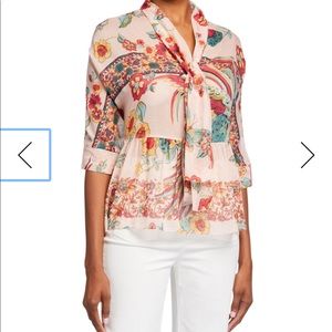 REDValentino Birds of Paradise Tie-Front Blouse